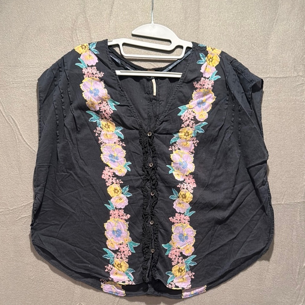 ONE WORLD Black Boxy Embellished Blouse